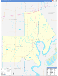 New Madrid County, MO Wall Map Zip Code Basic Style 2024